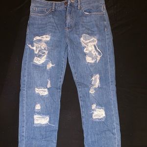 BOYFRIEND royal blue forever 21 ripped jeans